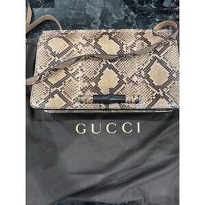 Gucci Snakeskin Lady Bamboo Shoulder Bag